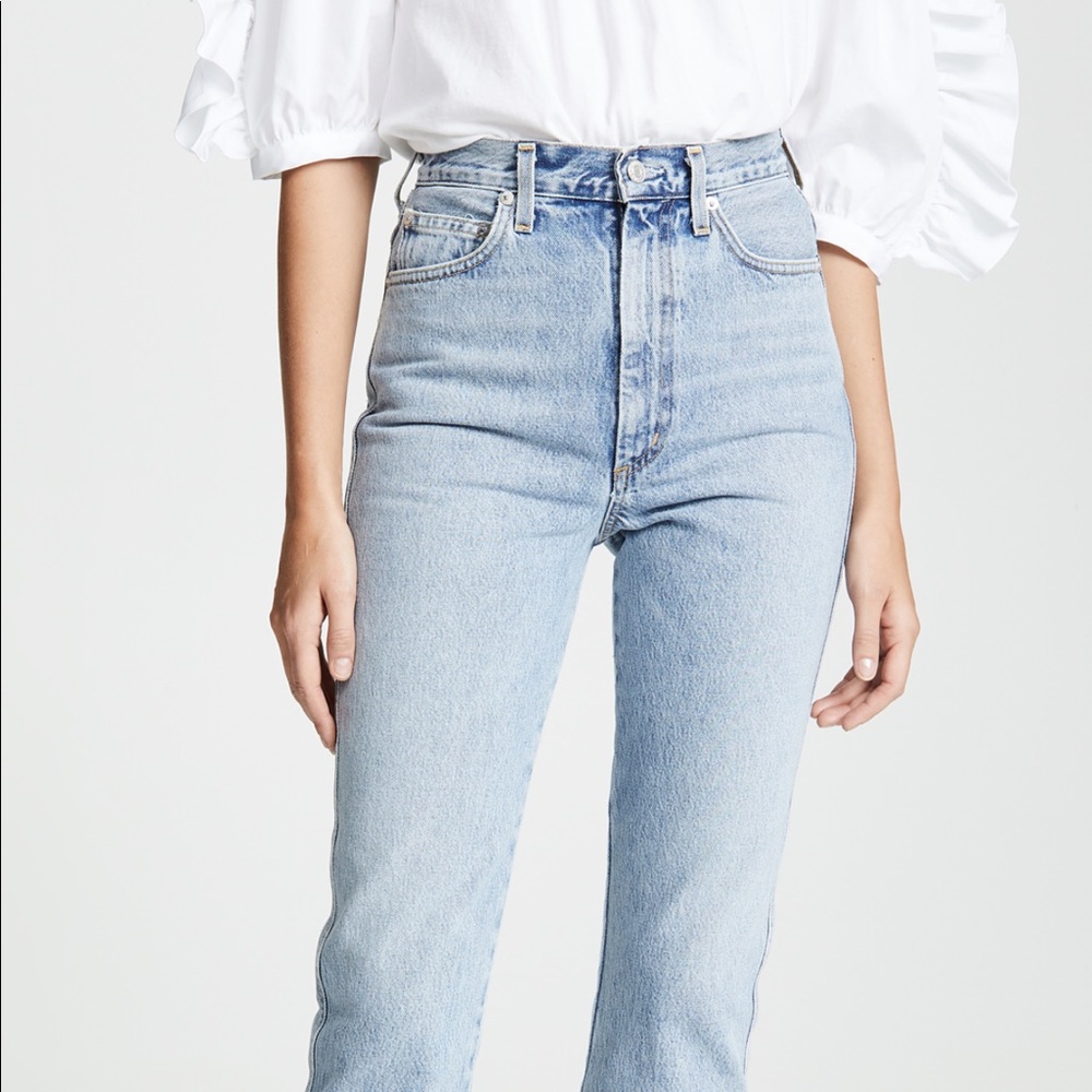 Agolde Pinch Waist High Rise Kick Jean, Light blue
